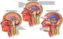 Ventricular Blockage with Resulting Hydrocephalus and Herniation
