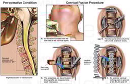Spine Injury - C4-5, C5-6 and C6-7 Stenosis and Disc Herniations with Subsequent Discectomy (Diskectomy) and Spinal Fusion