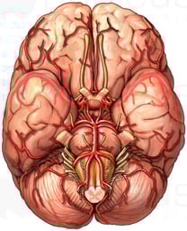 Brain with Arteries and Cranial Nerves, Inferior View