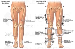 Multiple Leg Fractures with Various Surgical Repairs