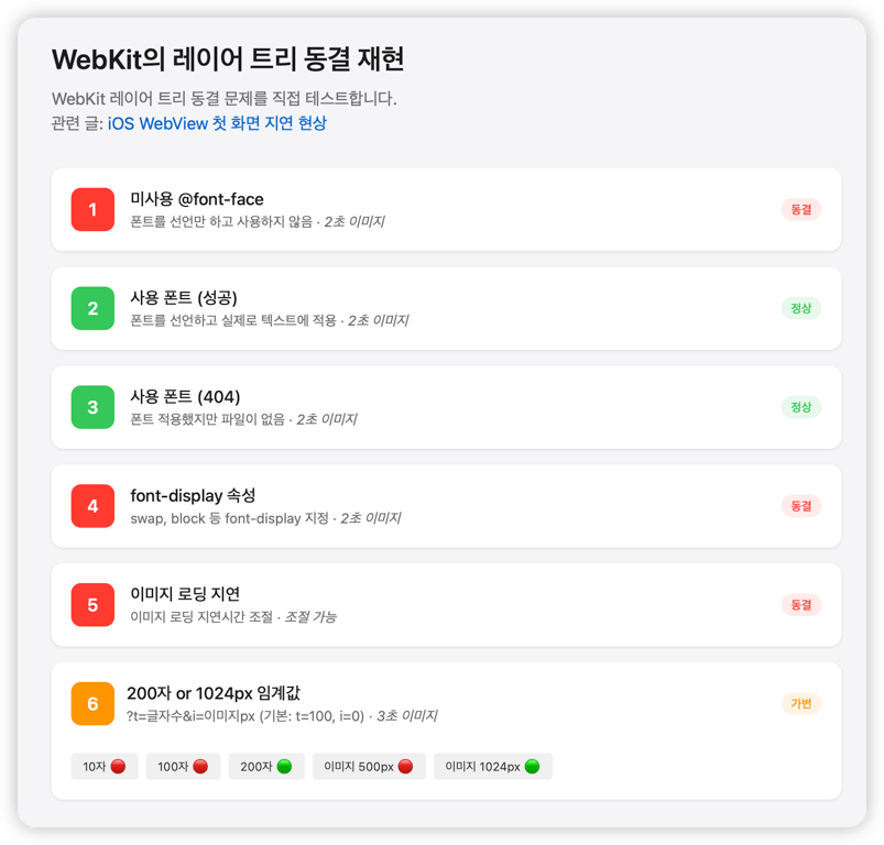 WebKit 레이어 트리 동결 테스트 페이지
