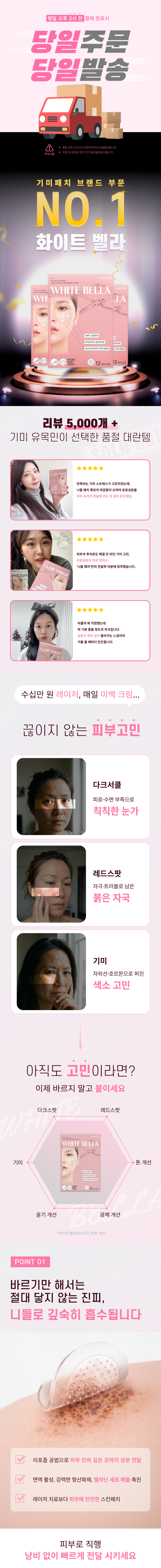 화이트벨라 마이크로 니들 기미 패치 24매입(12매입x2박스) 검버섯 주근깨 잡티 흑자 제거