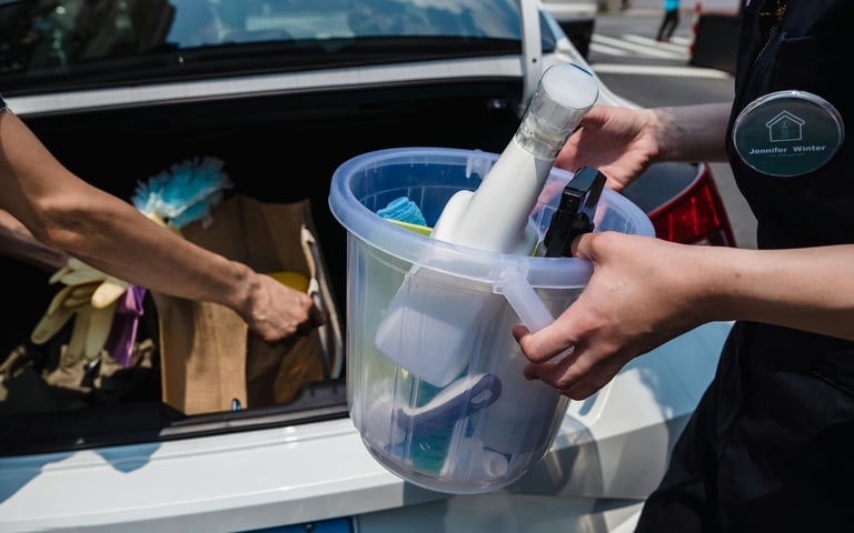 Cleaning Equipment in Plastic Bucket