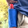 Blue Canvas Bottle Pouch showing red bottle