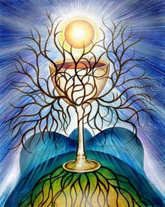 Grail-symbol hand painted by Pamela Matthews