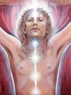The Christ Ten of Swords in the Tarot. His face, exhausted but triumphant, is in spiritual ecstasy as he transcends to another plane; passion spent and mission fulfilled.