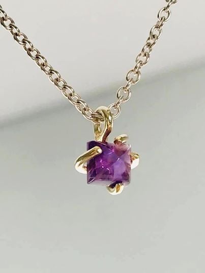 Pyramid cut amethyst necklace