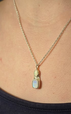 Moondancer Necklace, Opal and Moonstone worn on model