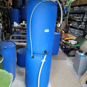 WATER BUTT TWO CLOSED TOP BLUE DRUM 400 LITRE VERTICAL SYSTEM without DIVERTER