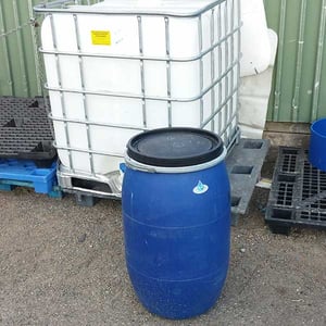 BLUE 120 LITRE PLASTIC LID & CLAMP DRUM (NOT FOOD GRADE) *NO STOCK*