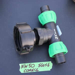 NW50 IBC COARSE THREAD CAP + 25mm 'T' HOSE CONNECTOR