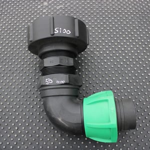 S100 X 8 COARSE THREAD IBC ADAPTOR WITH 50MM BEND HOSE CONNECTOR