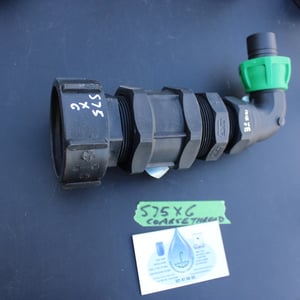 S75 X 6 COARSE THREAD IBC ADAPTOR WITH 32MM BEND HOSE CONNECTOR