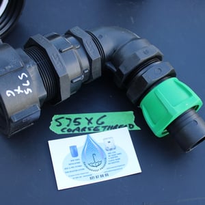 S75 X 6 COARSE THREAD IBC ADAPTOR WITH 40MM BEND HOSE CONNECTOR