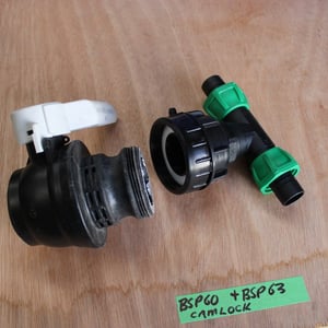 BSP63 IBC CAP + 25mm 'T' HOSE END for CAMLOCK VALVES