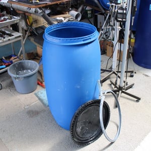 BLUE 160 LITRE PLASTIC LID & CLAMP DRUM (NOT FOOD GRADE) *NO STOCK. ON ORDER*
