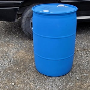 DRUM BARREL. CLOSED TOP. LIGHT BLUE 200 LITRE EX FOOD GRADE. (ex alcohol)