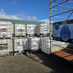 IBC TANK. CAGED 1000L. EX ENGINE OIL. GRADE 4 **NO STOCK