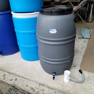 WATER BUTT DRUM BARREL LIGHT GREY 220 LITRE WITH SCREW LID & SINGLE TAP. Food Grade