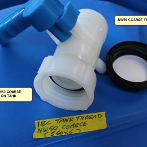 IBC TANK replacement VALVE. S60 X 6 / 2 INCH COARSE THREAD. HAS NW50 END THREAD