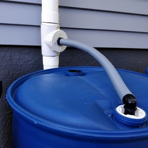 RAIN WATER BUTT 200 Litre DRUM /BARREL. BLUE PLASTIC. food grade, WITH DOUBLE TAP & FALCON DIVERTER