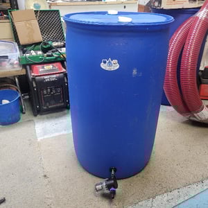 RAIN WATER BUTT 200 Litre DRUM /BARREL. BLUE PLASTIC. food grade, + FILTERTAP
