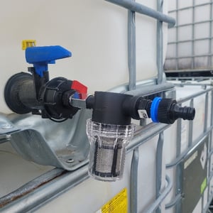 NW50 IBC ADAPTOR WITH 15mm BALL VALVE & FILTER BOWL & HOSE CONNECTOR
