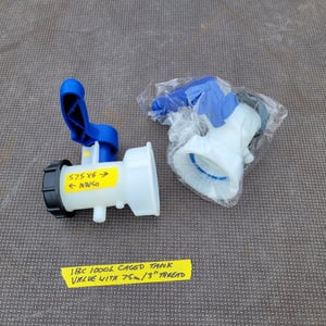 IBC TANK replacement VALVE. S75 X 6 / 3 INCH COARSE THREAD. HAS NW50 END THREAD