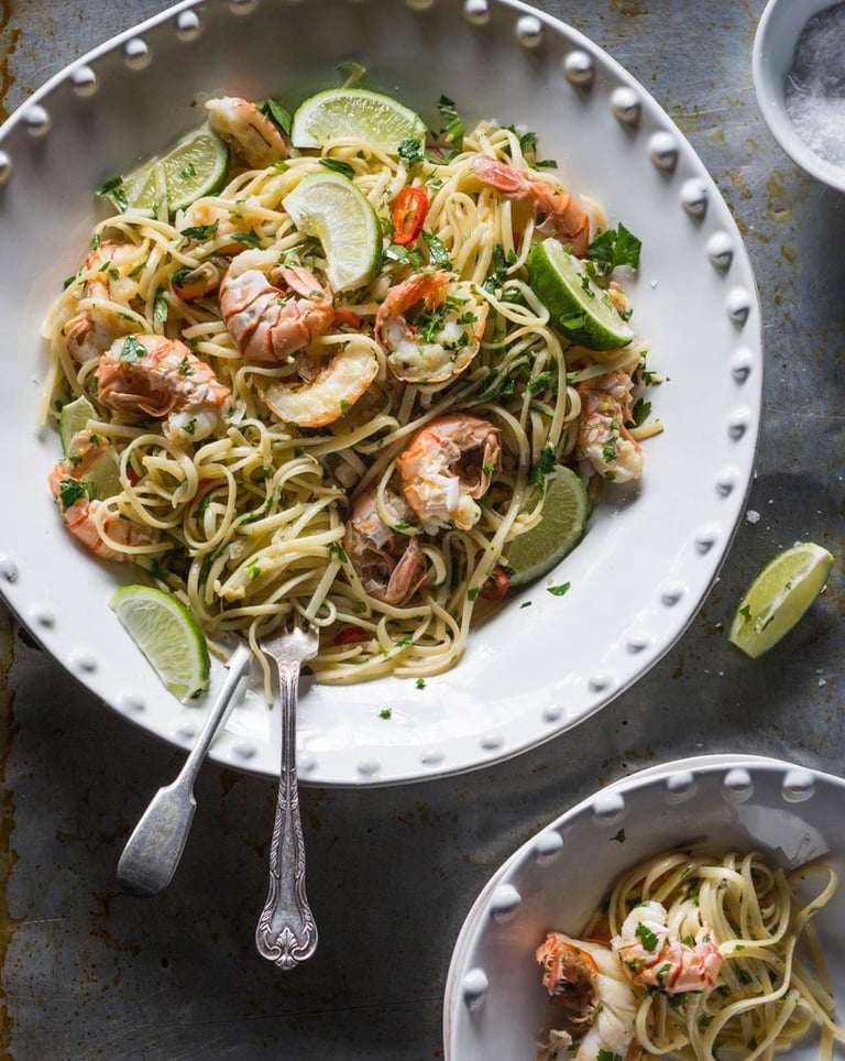 Scampi tail linguine