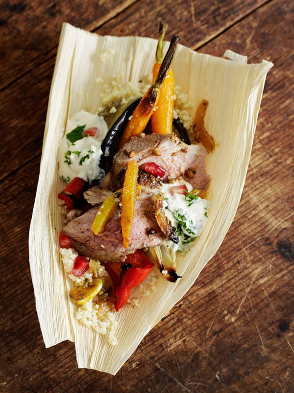 Butterflied leg of lamb with preserved lemon