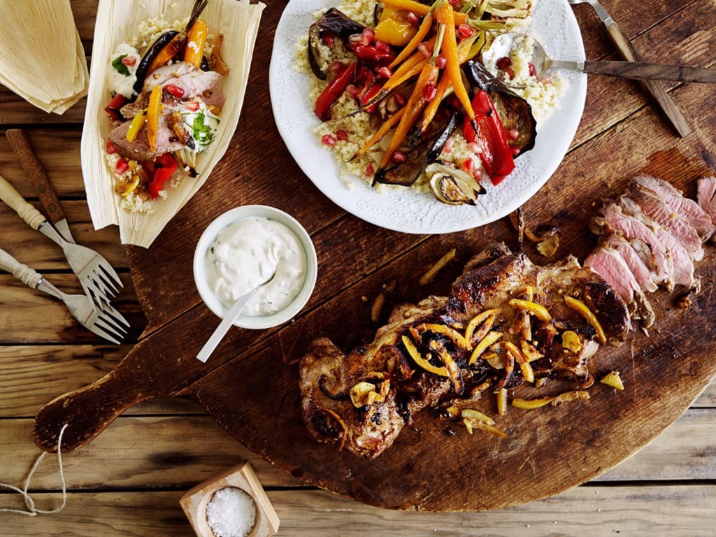Butterflied leg of lamb with preserved lemon