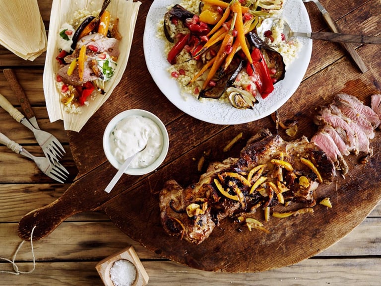 Butterflied leg of lamb with preserved lemon
