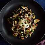 Eggplant & date salad on flat bread