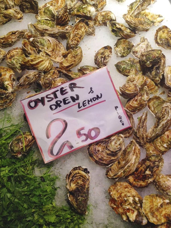 Along with these oysters there was some of the freshest fish from the Mediterranean, all lined up on a bed of ice.