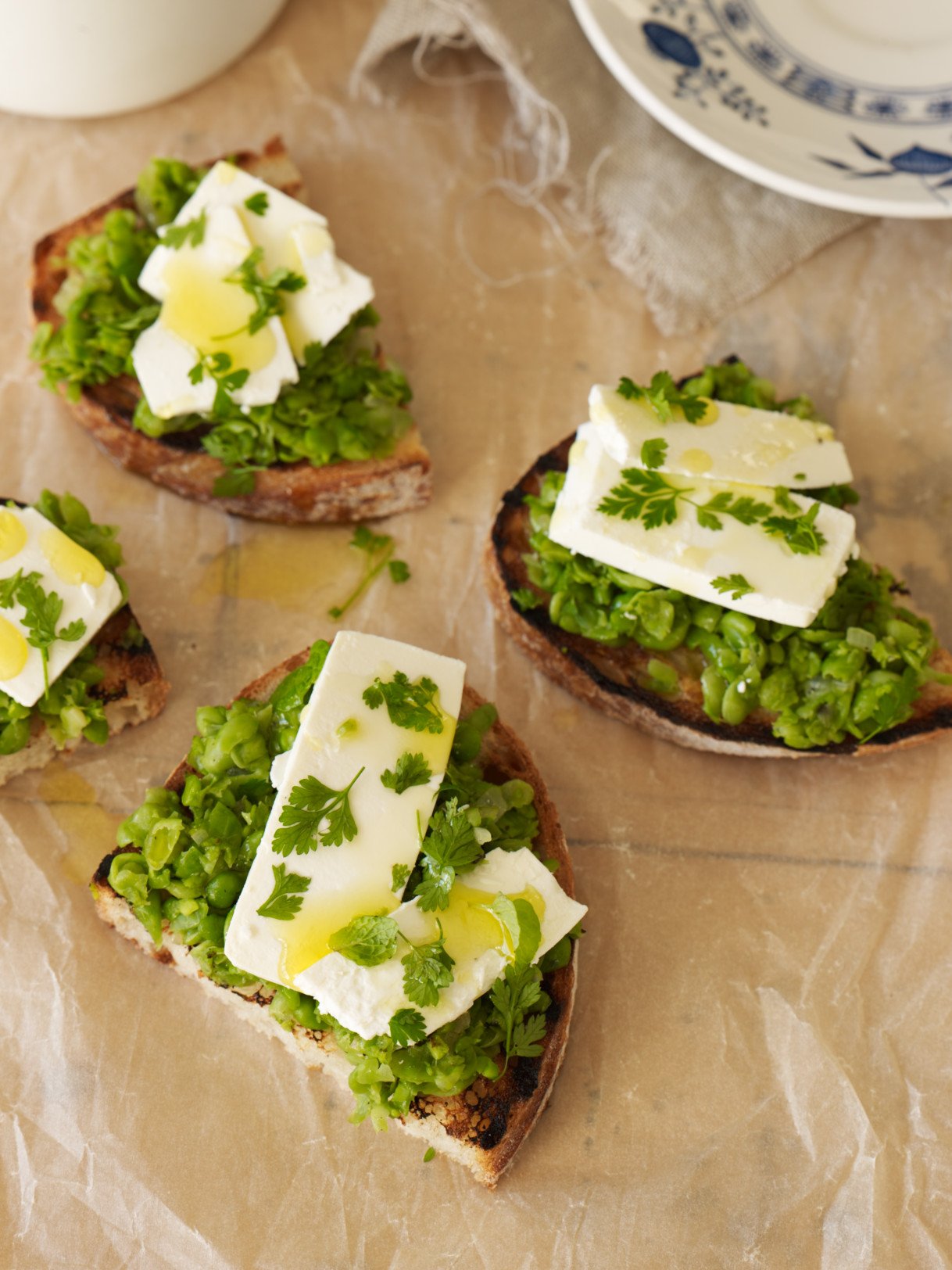 Crushed peas on sourdough