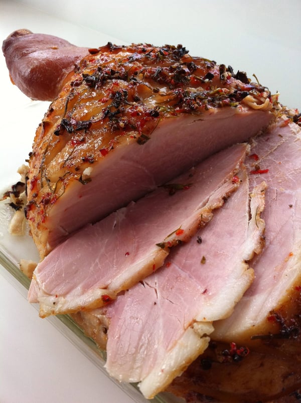 Carving a ham
