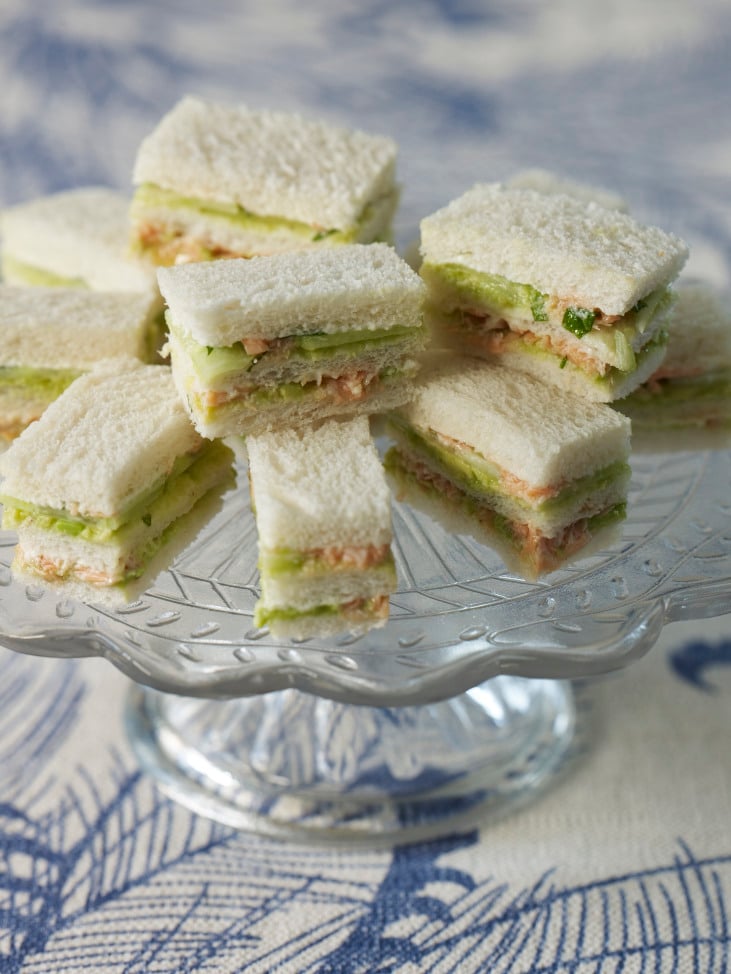 Hot-smoked salmon & cucumber sandwiches