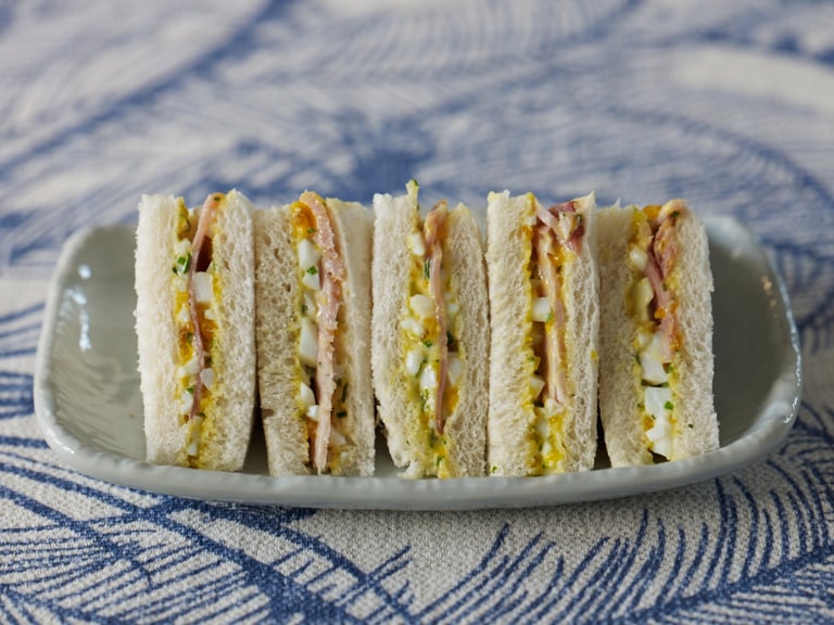 Hot-smoked salmon & cucumber sandwiches