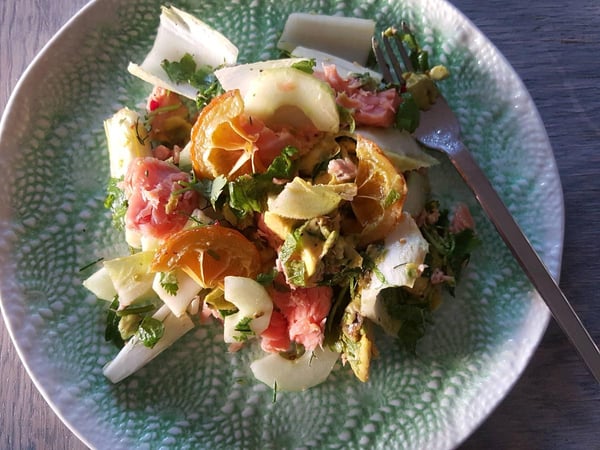 Hot smoked salmon & avocado