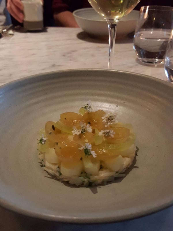 Crab, white asparagus, green tomato & coriander