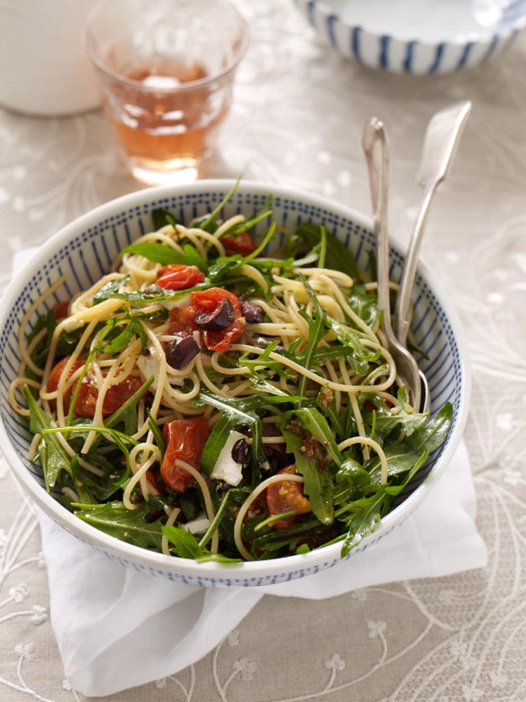 Spaghetti with tomatoes, capers & olives