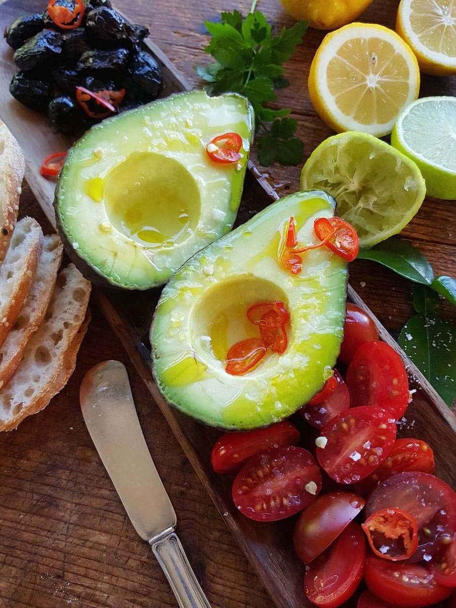 Avocado with bread