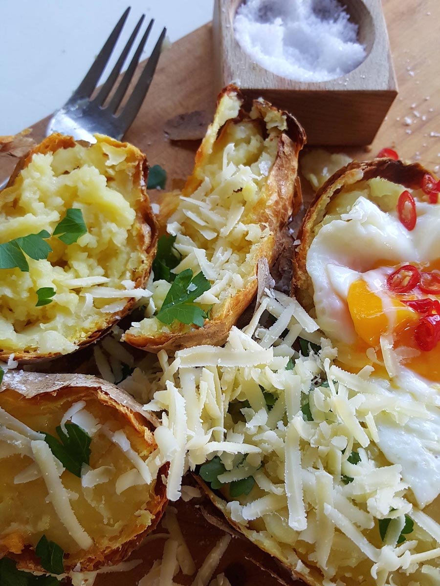 Baked potatoes with cheese