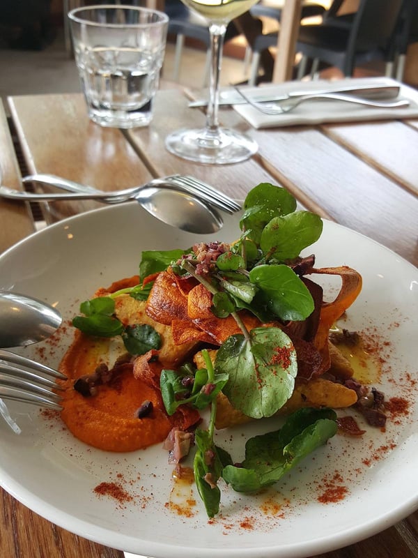 Carrot Romesco with panelle