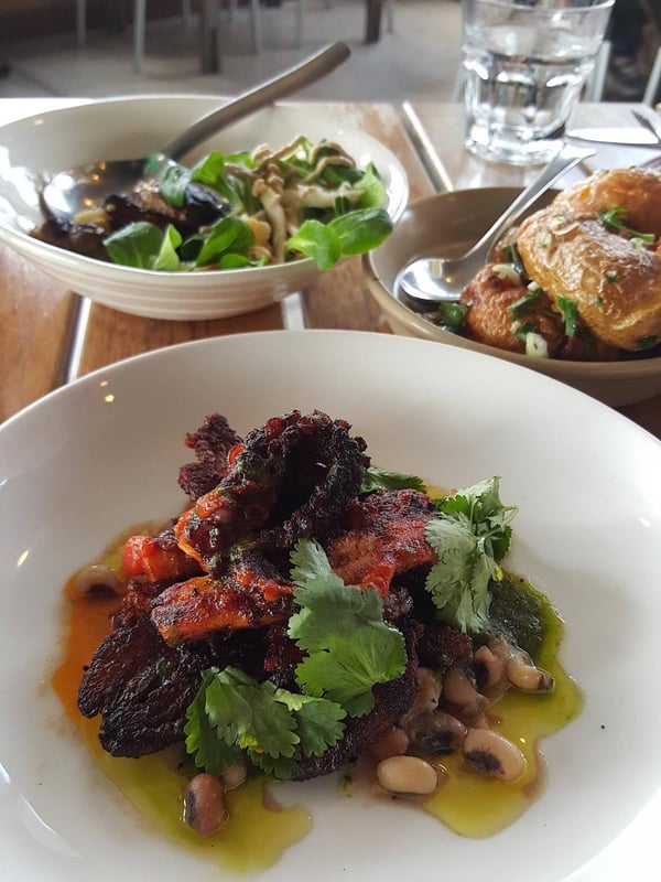 Octopus, free-range pork cheek,black-eyed peas
