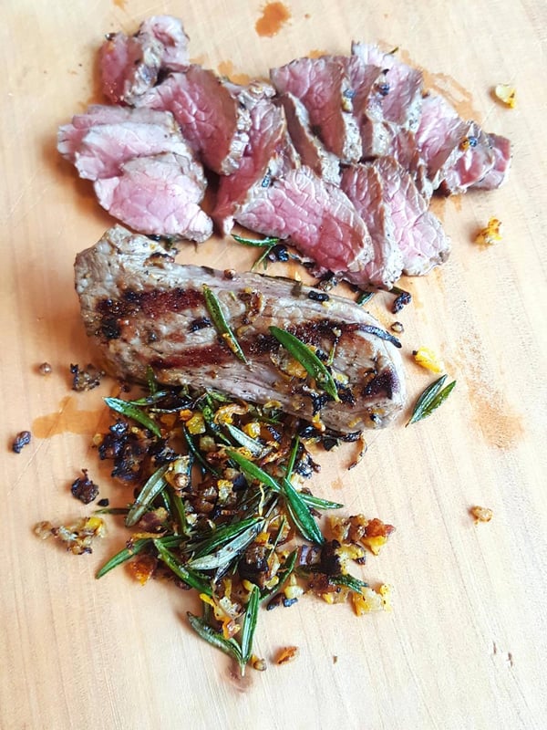 Grilled lamb sliced
