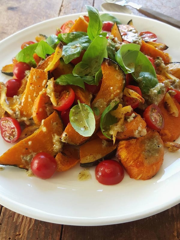 Roasted pumpkin & kumara salad