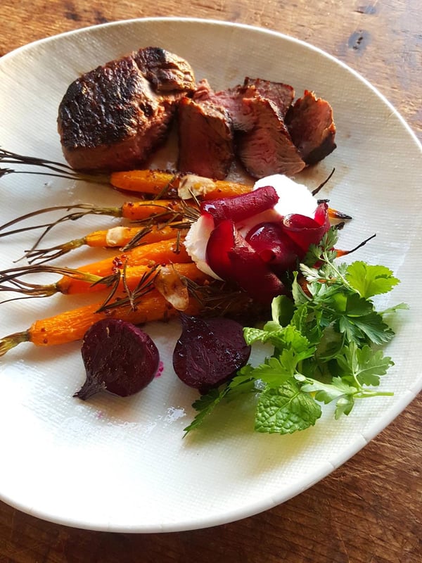 Carrot & beetroot & steak
