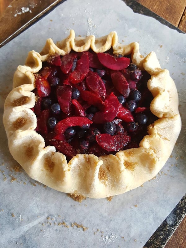 Plum & blueberry tart
