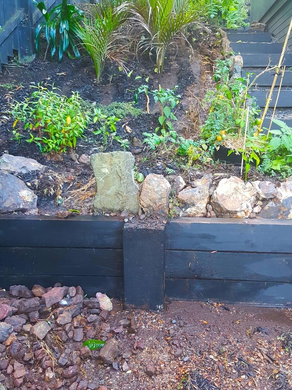Rock wall damaged